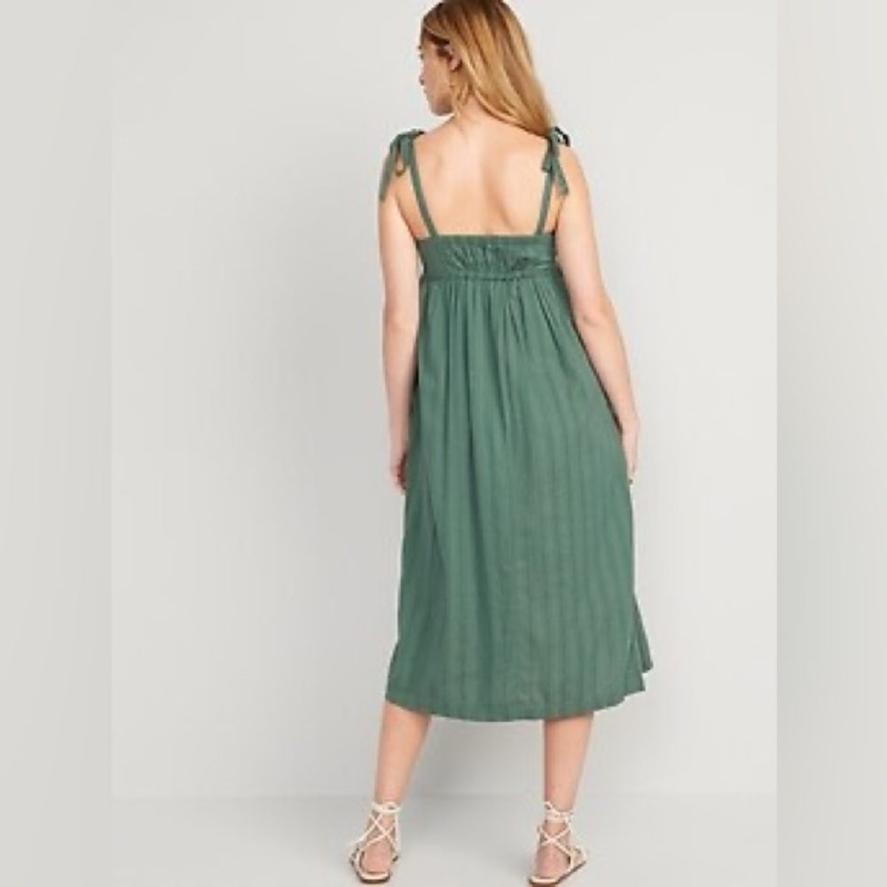 Tie shoulder babydoll midi dress